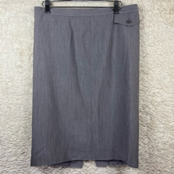 BCBGMAXAZRIA Pencil Skirt Womens 6 Gray Heathered Above Knee Back Slit Career - Picture 1 of 12